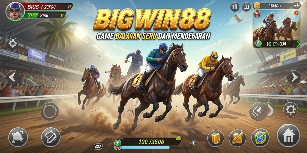 Screenshot menunjukkan aksi balap mendebarkan di BIGWIN88.