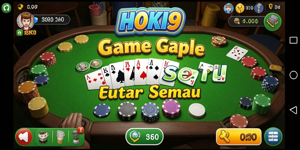 Screenshot HOKI9 menampilkan gameplay Gaple yang menarik dan interaktif.