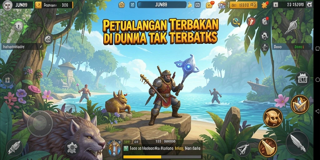 Screenshot gameplay JUN88 yang menampilkan eksplorasi dunia terbuka.