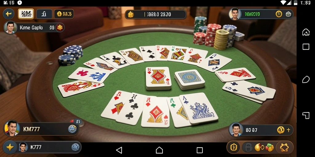 Screenshot KM777 menampilkan permainan Gaple yang seru dan interaktif.