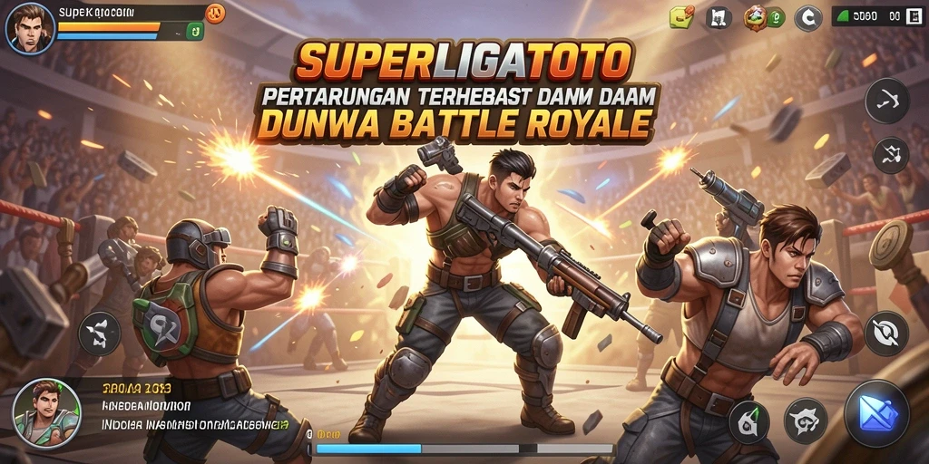 Screenshot gameplay SUPERLIGATOTO yang menampilkan aksi pertarungan seru.